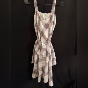 Esley Asymmetrical Plaid Dress in Black and White
